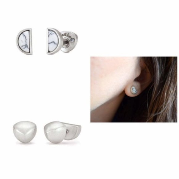 Stella & Dot | Retired Howlite Stone Deja Vu Reversible Stud Earrings - Picture 7 of 7